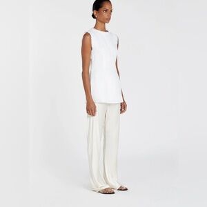 NWT DISSH Myka Satin High Rise Lined Elastic Waist Cream Pants Size 6